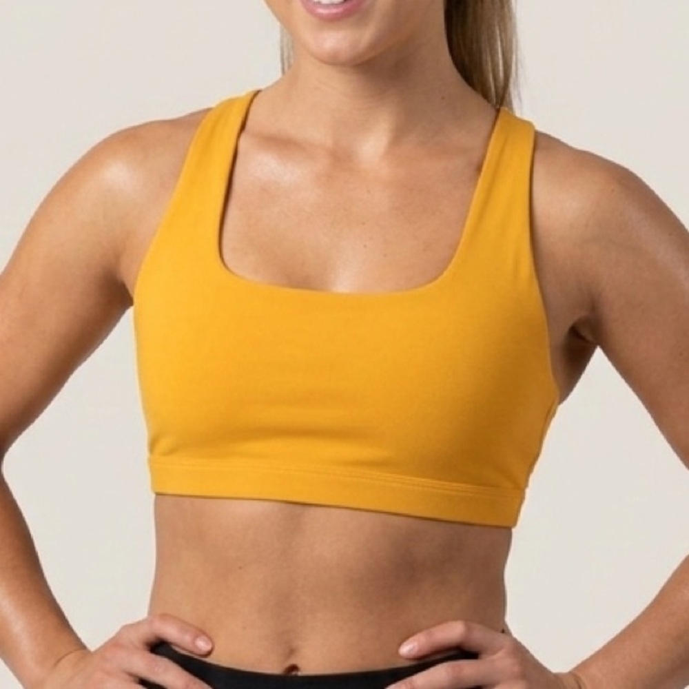 STORI Vibrant Yellow Activewear Sports Bra Strappy Back  Top Size 6